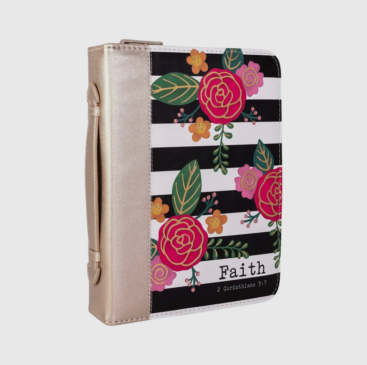 "Faith" Bible Cover (Striped Floral)