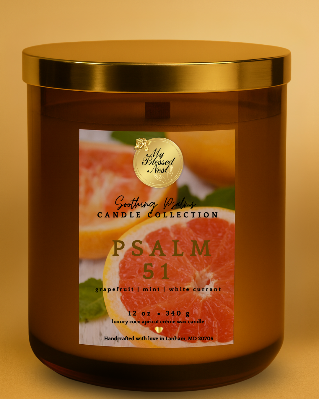 Psalm 51 - Grapefruit, Mint & White Currant (12 oz Candle)