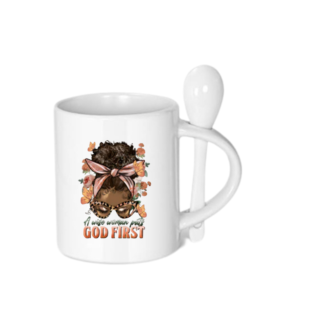 “A Wise Woman Puts God First” Mug