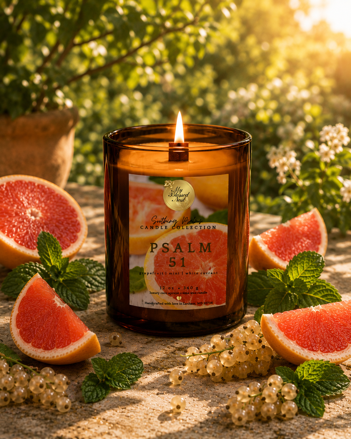 Psalm 51 - Grapefruit, Mint & White Currant (12 oz Candle)