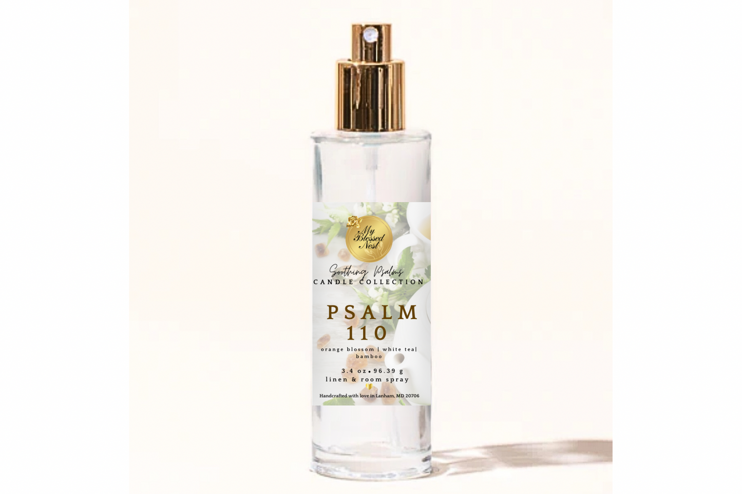 “Psalm 110” Linen & Room Spray (White Tea, Orange Blossom & Bamboo)