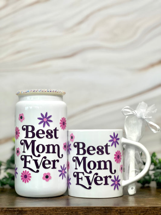 Floral “Best Mom Ever” Sip & Study Drinkware Bundle