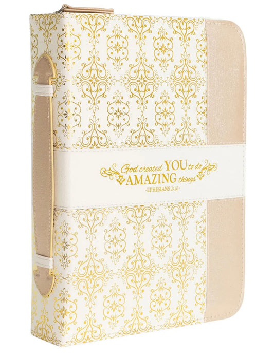 Divine Details: Bible Cover - Cream & Gold "Amazing You"