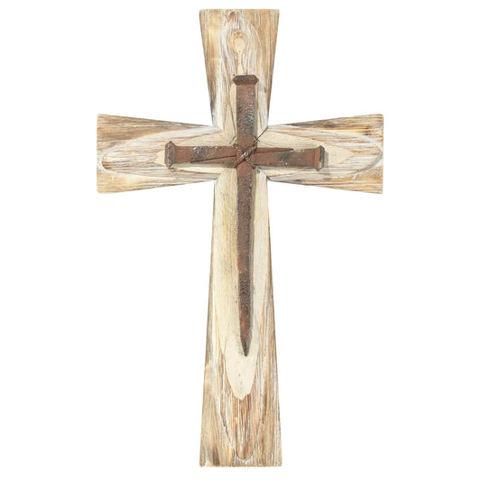 Wooden Wall Cross with Nails