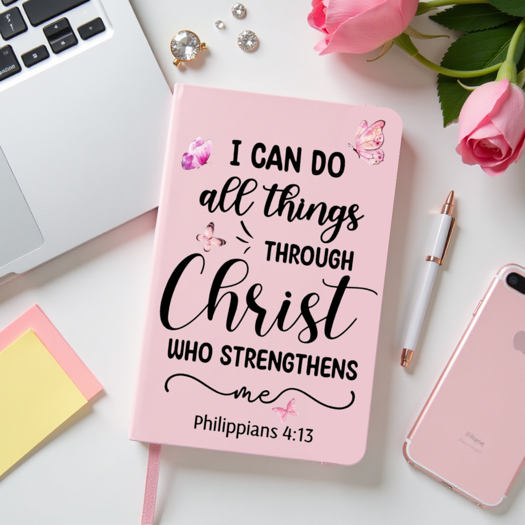 “All Things Through Christ” - Pink Journal