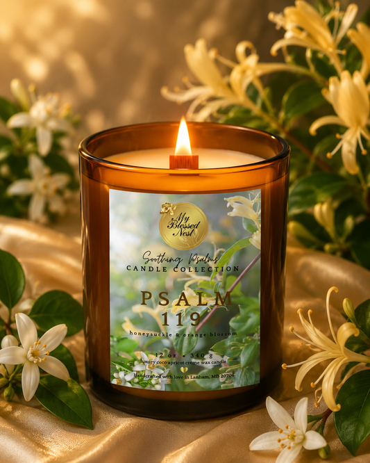 Pre-Order: Psalm 119 (Honeysuckle & Orange Blossom - 12 oz Candle)