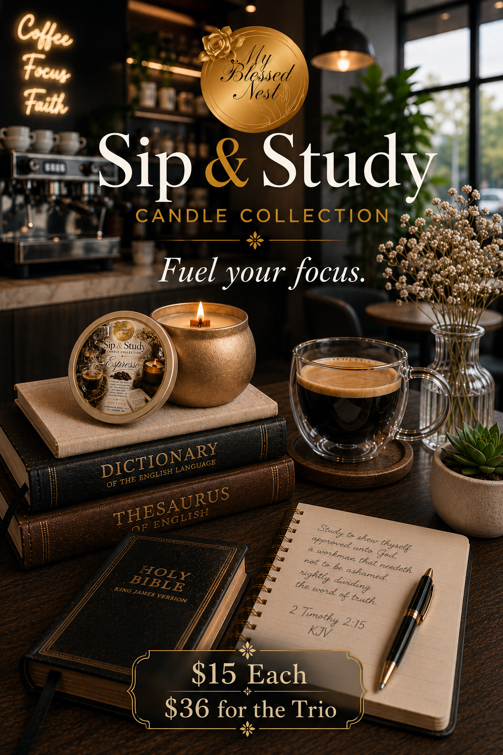 Sip & Study Candle Trio