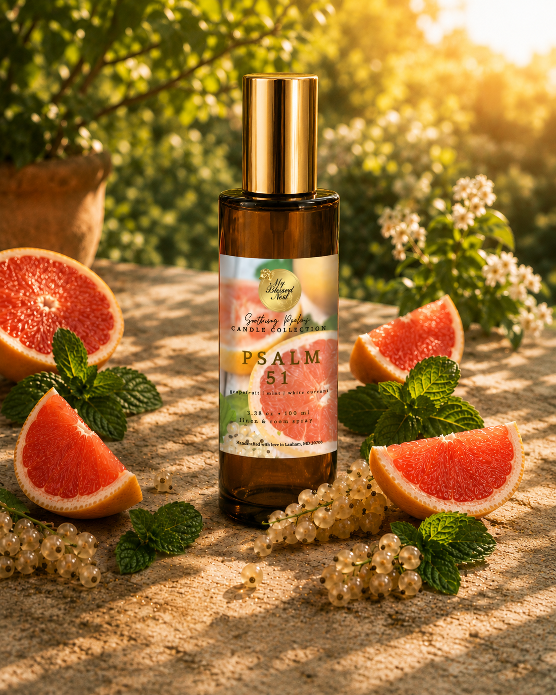 “Psalm 51” Linen & Room Spray (Grapefruit, Mint and White Currant)