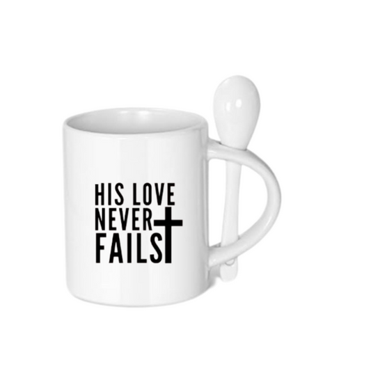 “His Love Never Fails” Mug