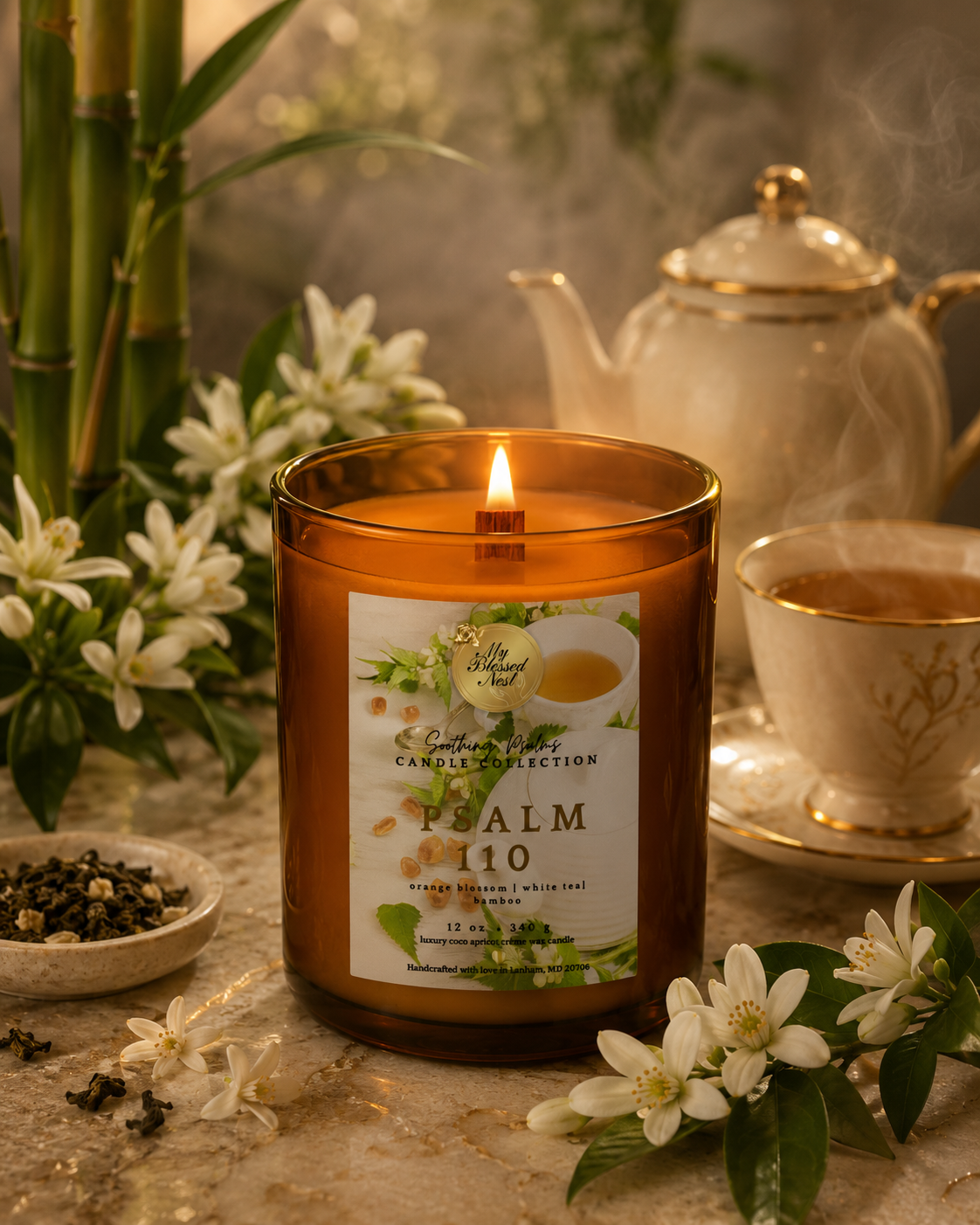 Psalm 110 - White Tea, Orange Blossom & Bamboo (12 oz Candle)