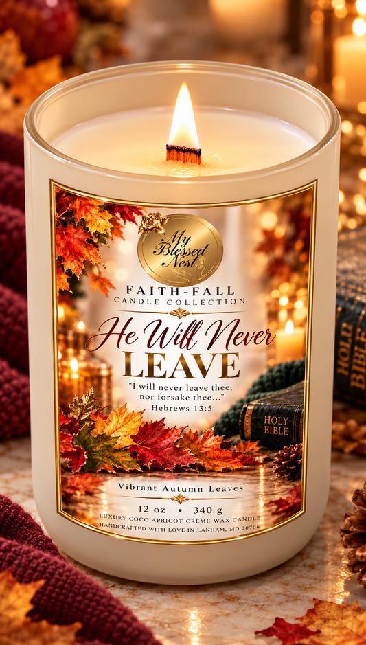 HE Will Never Leave (12 oz Candle)