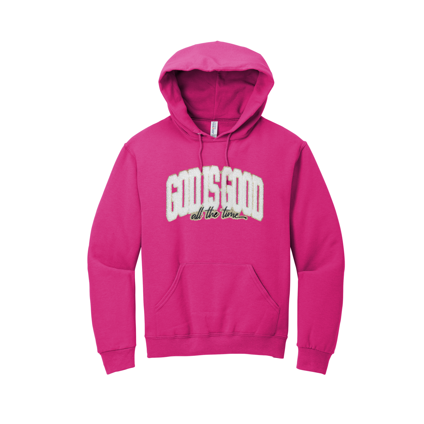 ***Pre-Order*** “God is Good” Hoodie (Chenille Patch - Hot Pink)