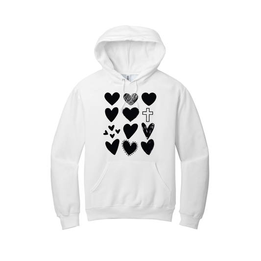 ***Pre-Order*** “Hearts and the Cross” Hoodie (White)