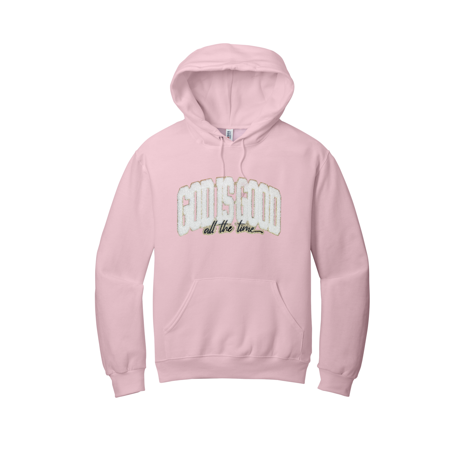 ***Pre-Order*** “God is Good” Hoodie (Chenille Patch - Light Pink)